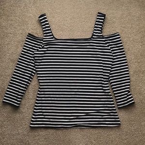 Semi-fitted cold shoulder top